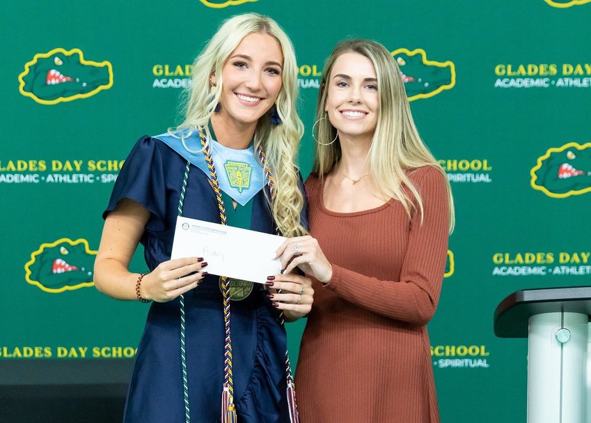 BELLE GLADE — Glades Day School class of 2022 Valedictorian Audrey Ascheman (left) received the Belle Glade Rotary Scholarship.